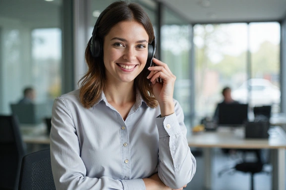 Friendly customer service representative answering a phone call