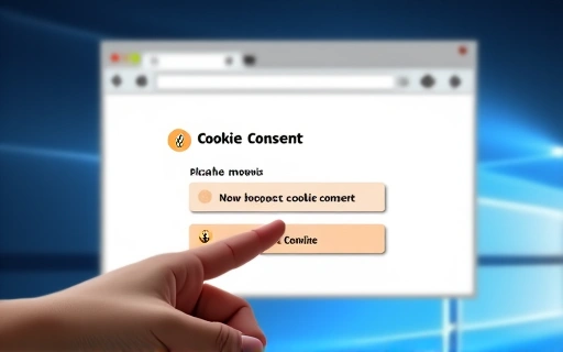 Illustration of a hand interacting with browser settings or a cookie consent pop-up